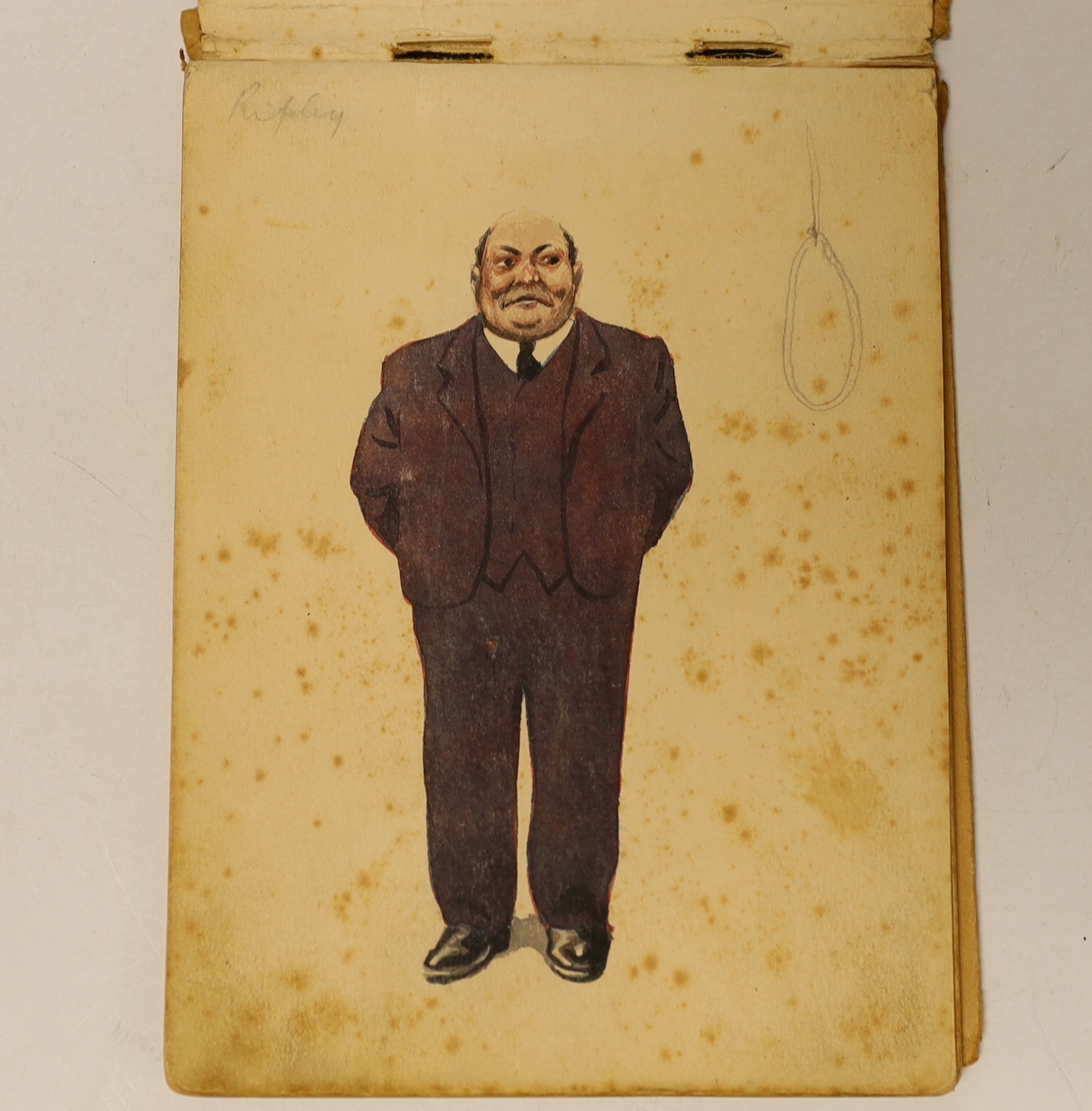An album of caricature watercolours, ‘Cable Room Personalities’ 18.5 x 14cm
